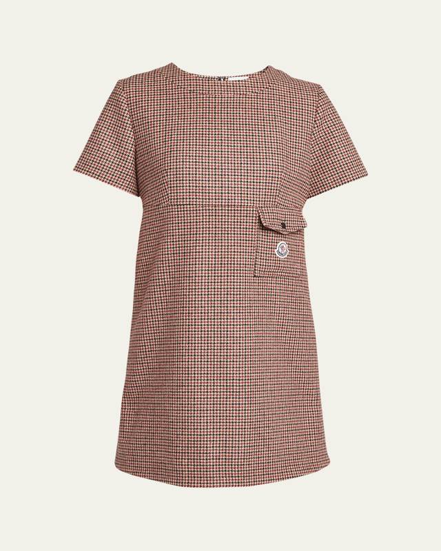 Houndstooth Wool Mini Dress